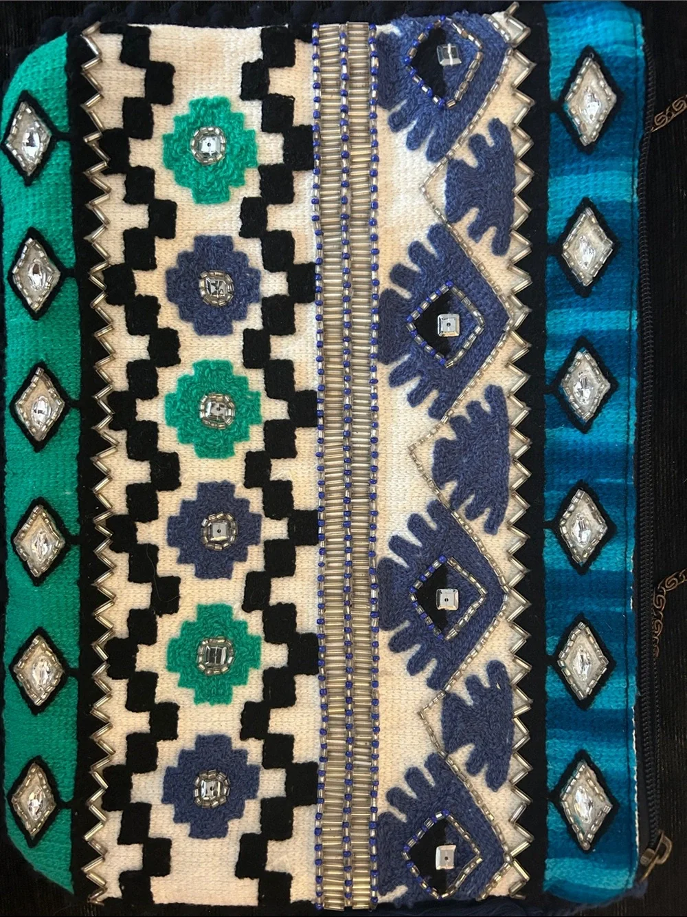 Boho Embroidered Blue & Teal Crossbody